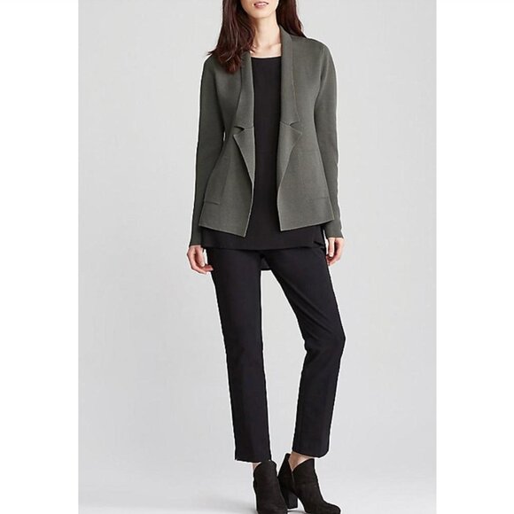 New w/Tags - Eileen Fisher Silk Cotton Interlock Notch Collar Jacket, Oregano, M - Picture 11 of 12